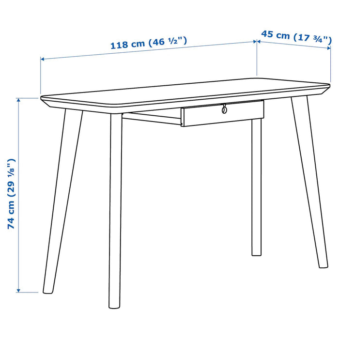 LISABO Desk, ash veneer 118x45 cm