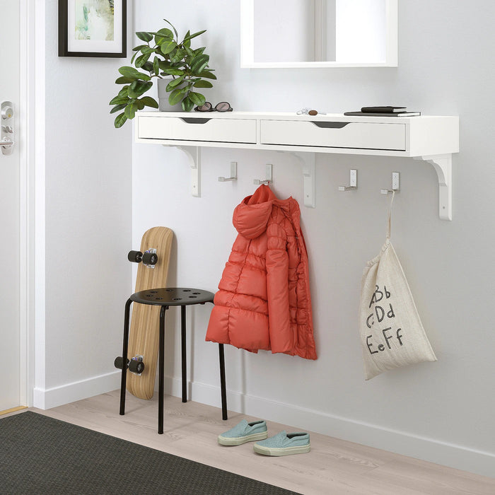 EKBY ALEX Shelf with drawers, white 119x29 cm