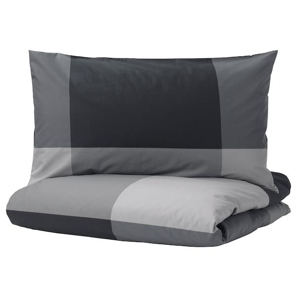 BRUNKRISSLA Duvet cover and pillowcase, black 150x200/50x80 cm