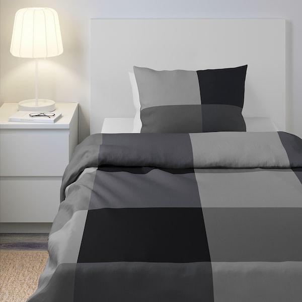 BRUNKRISSLA Duvet cover and pillowcase, black 150x200/50x80 cm