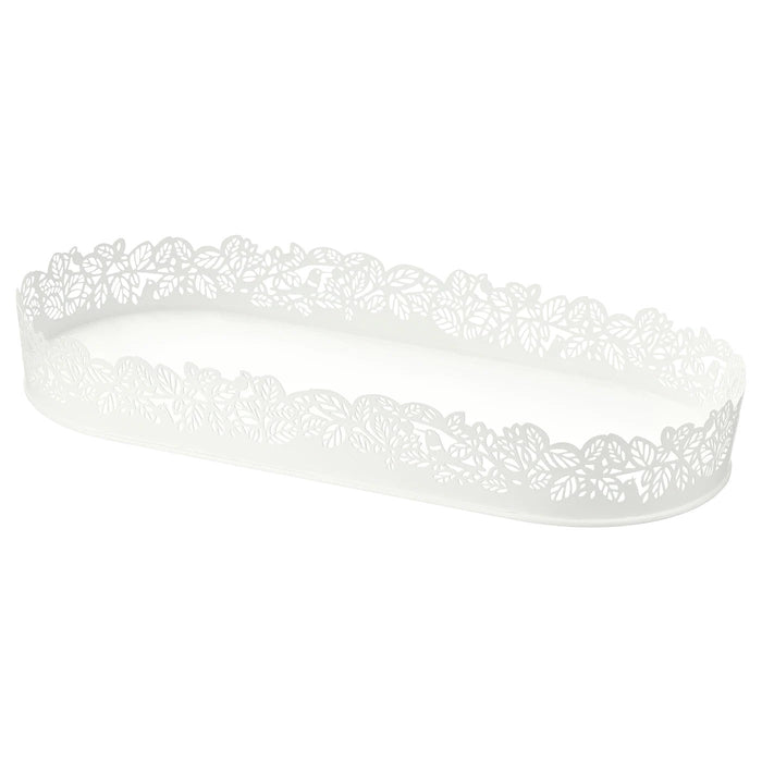 SAMVERKA Candle dish, oval white 35x15 cm