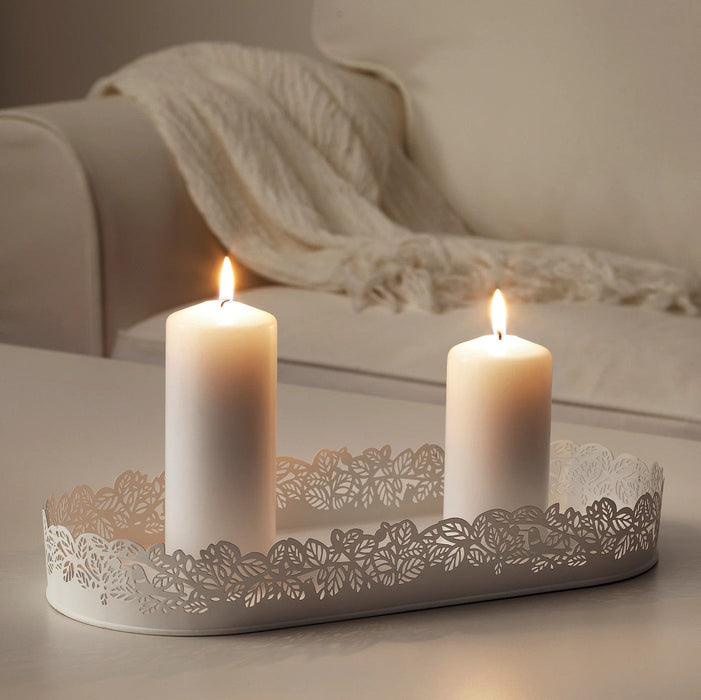 SAMVERKA Candle dish, oval white 35x15 cm