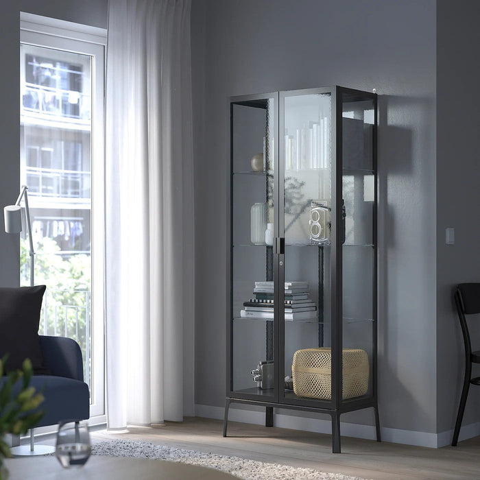 MILSBO Glass-door cabinet, anthracite 73x175 cm