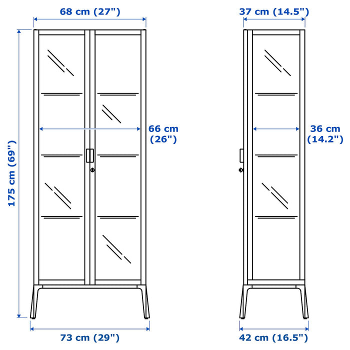 MILSBO Glass-door cabinet, anthracite 73x175 cm