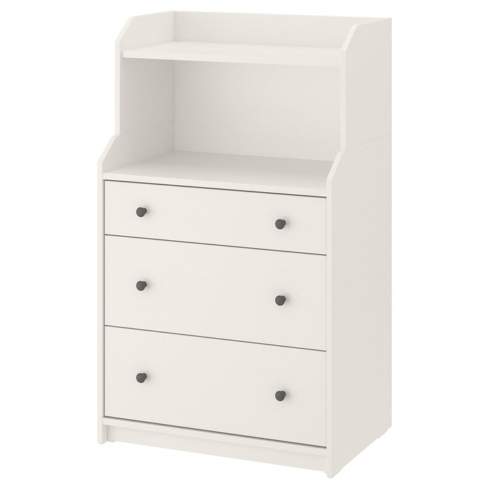 HAUGA Chest of 3 drawers with shelf, white 70x116 cm