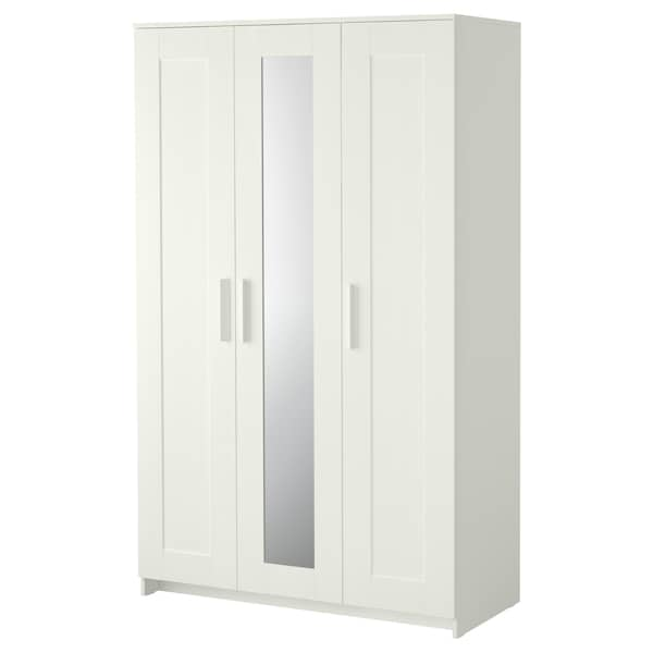 BRIMNES wardrobe with 3 doors 117x190cm white