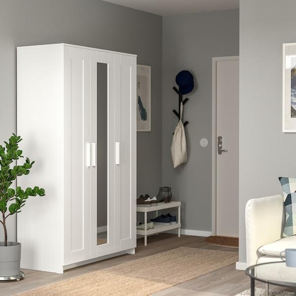 BRIMNES wardrobe with 3 doors 117x190cm white