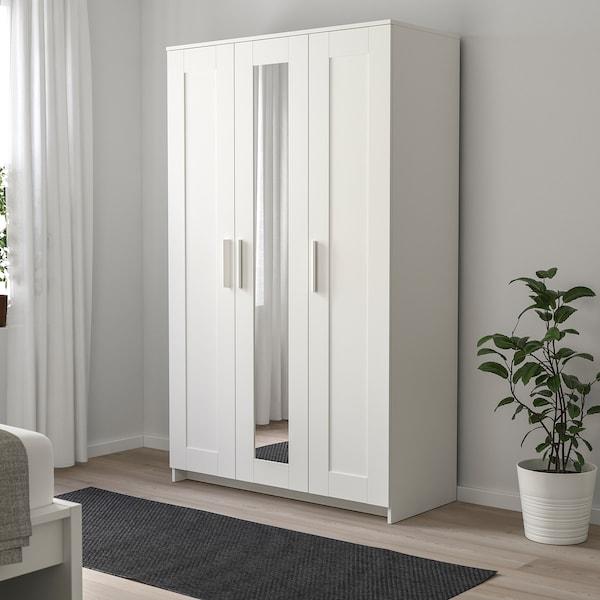 BRIMNES wardrobe with 3 doors 117x190cm white