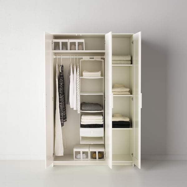 BRIMNES wardrobe with 3 doors 117x190cm white