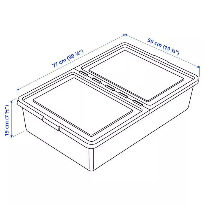 SOCKERBIT storage box with lid, white, 50x77x19 cm