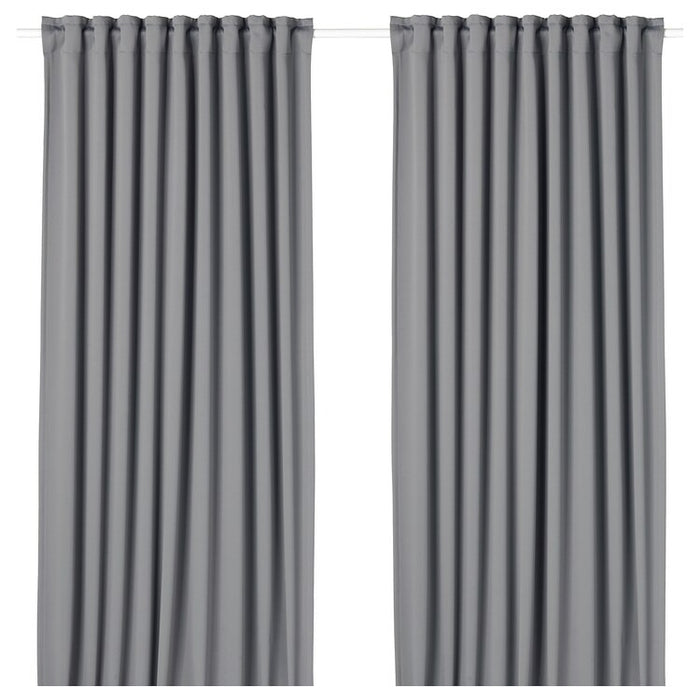 MAJGULL Block-out curtains, 1 pair, grey, 145x250 cm