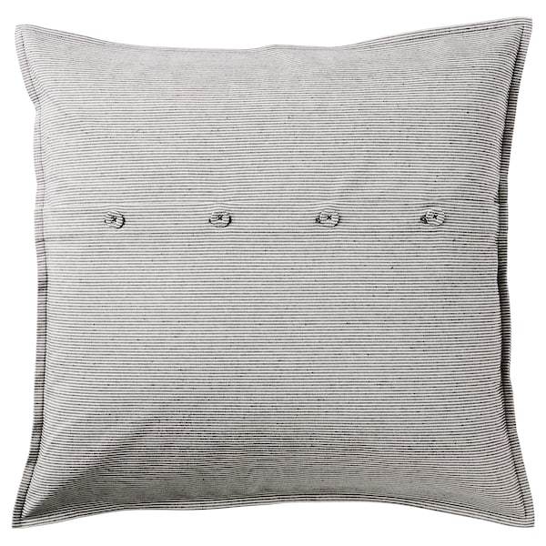 KRISTIANNE Cushion cover, white/dark grey striped 50x50 cm