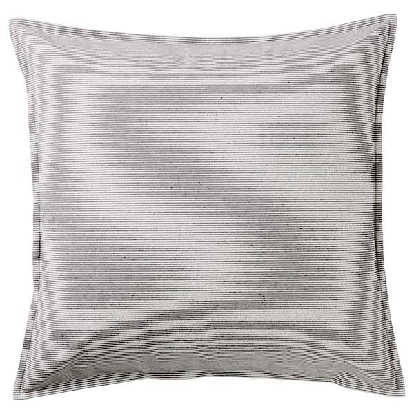 KRISTIANNE Cushion cover, white/dark grey striped 50x50 cm