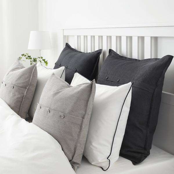 KRISTIANNE Cushion cover, white/dark grey striped 50x50 cm