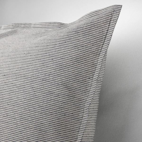 KRISTIANNE Cushion cover, white/dark grey striped 50x50 cm