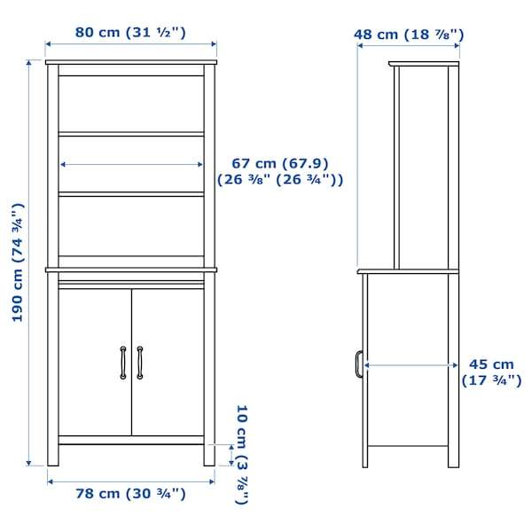 BRUSALI High cabinet with door, white 80x190 cm