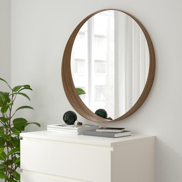 STOCKHOLM mirror, walnut veneer, 60 cm