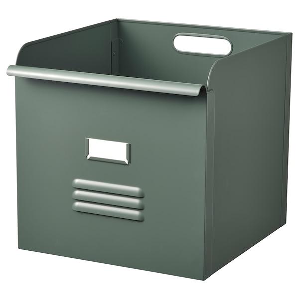 REJSA Box, grey-green/metal 32x35x32 cm