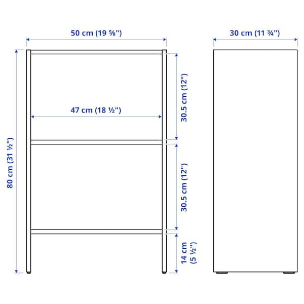 BAGGEBO Bookcase, white 50x30x80 cm