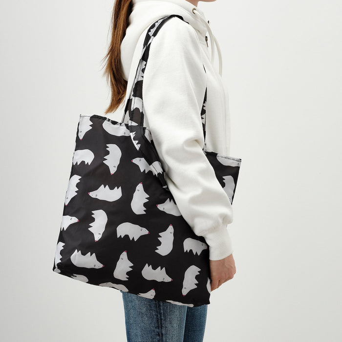 SKYNKE Carrier bag, black white/patterned polar bear 45x36 cm