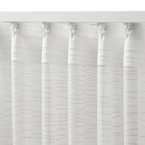 KLOVERALM curtains, 1 pair, white/beige, 145x250 cm