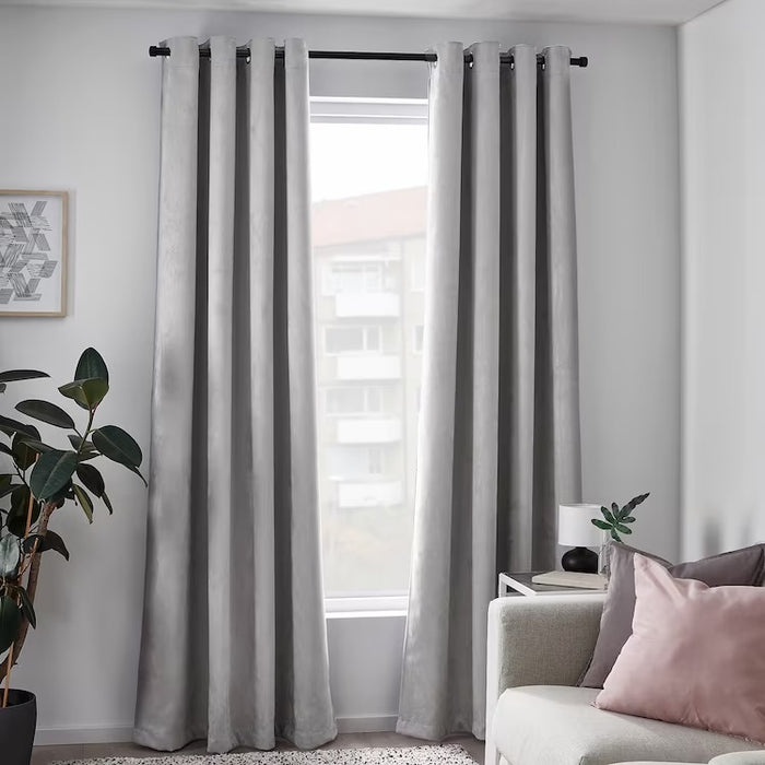 BIRTNA Block-out curtains 1 pair, 145x250 cm, grey