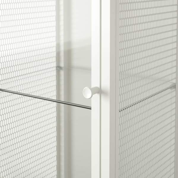 BAGGEBO cabinet with glass doors, metal/white, 34x30x116 cm