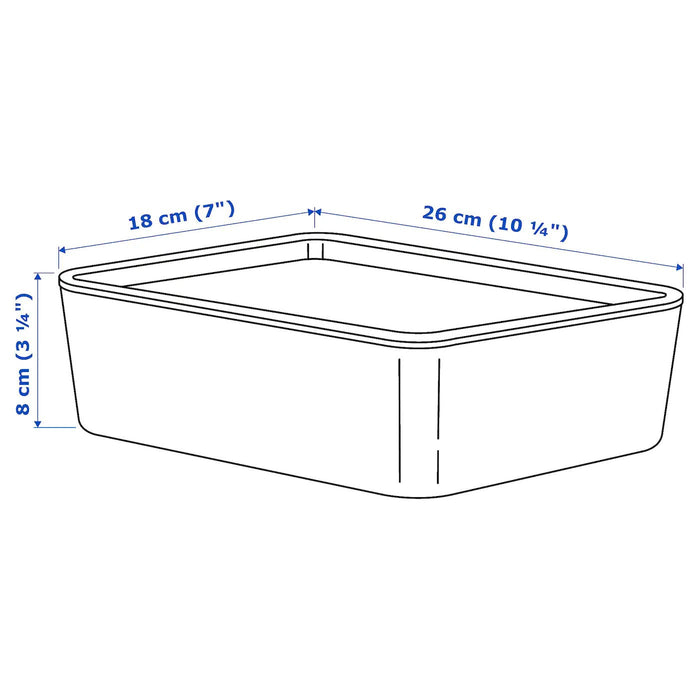 KUGGIS box with lid, transparent black, 18x26x8 cm