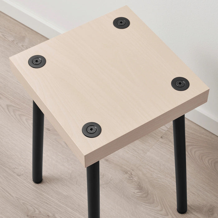 FRIDNAS Nesting tables with stools set of 4, black/birch effect