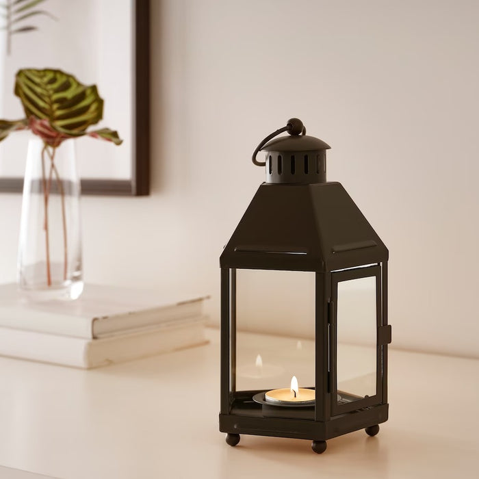 KRINGSYNT lantern for tealight, in/outdoor, deep green