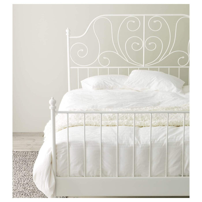 LEIRVIK Bed frame, white/Luroy 150x200 cm