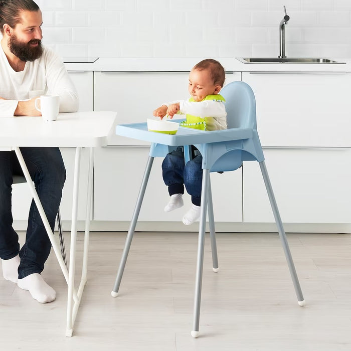 ANTILOP Highchair with safety belt, light blue