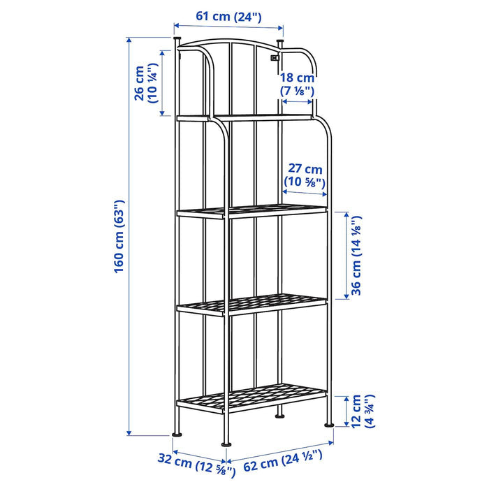 LACKO Shelving unit, outdoor, grey 61x160 cm