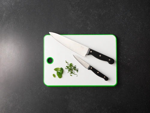 MATLUST chopping board, green/white, 34x24 cm