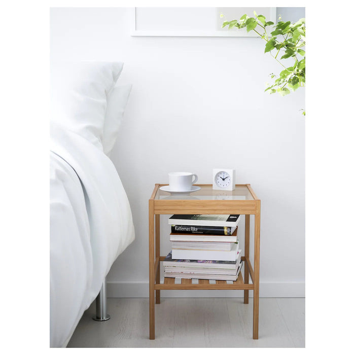 NESNA bedside table, bamboo, 36x35 cm