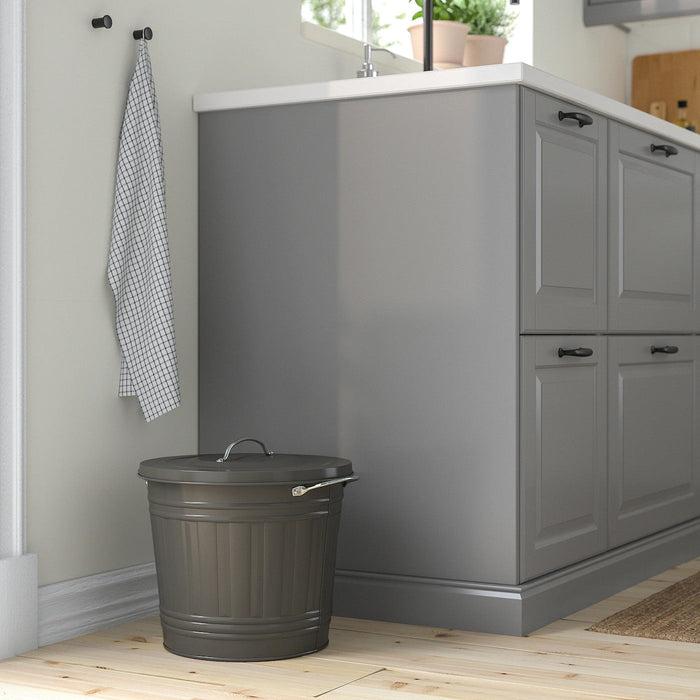 KNODD Bin with lid, grey 16 l