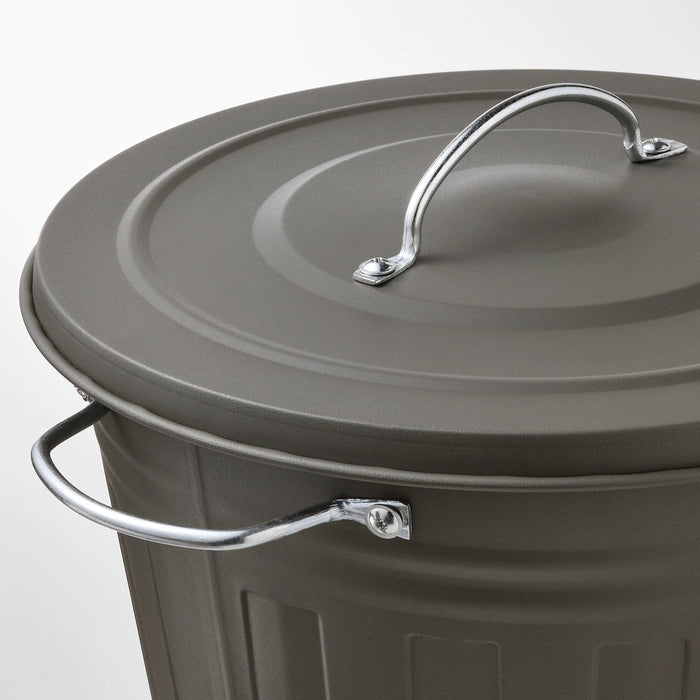 KNODD Bin with lid, grey 16 l