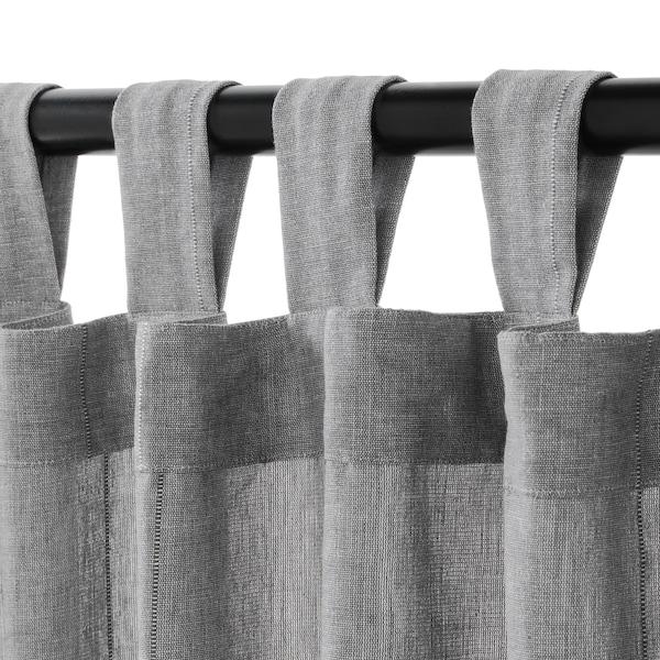 LENDA Curtains with tie-backs, 1 pair, grey 140x250 cm