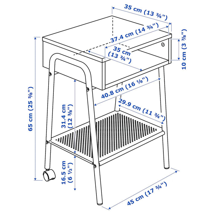 SETSKOG Bedside table, white, 45x35 cm (17 3/4x13 3/4 ")