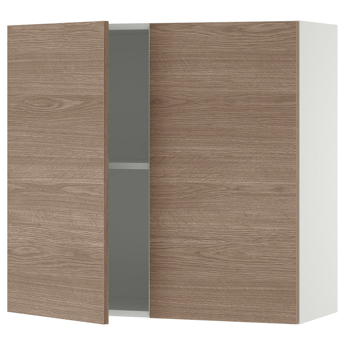 KNOXHULT Wall cabinet with doors, wood effect/grey, 80x75 cm