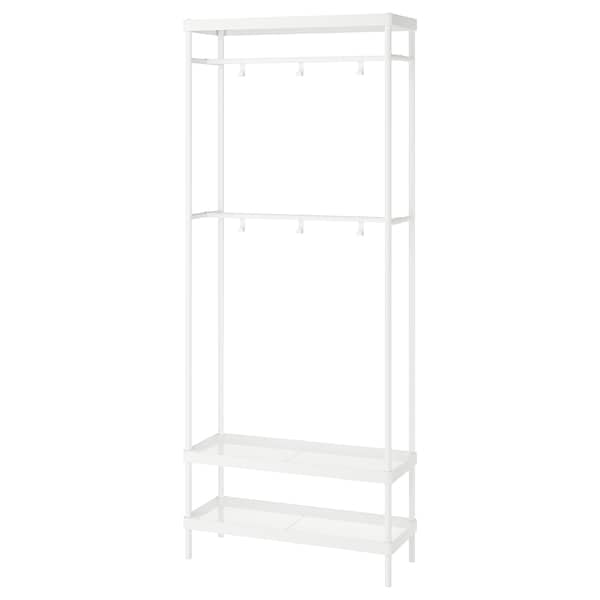 MACKAPAR Coat rack with shoe storage unit, white 78x32x200 cm