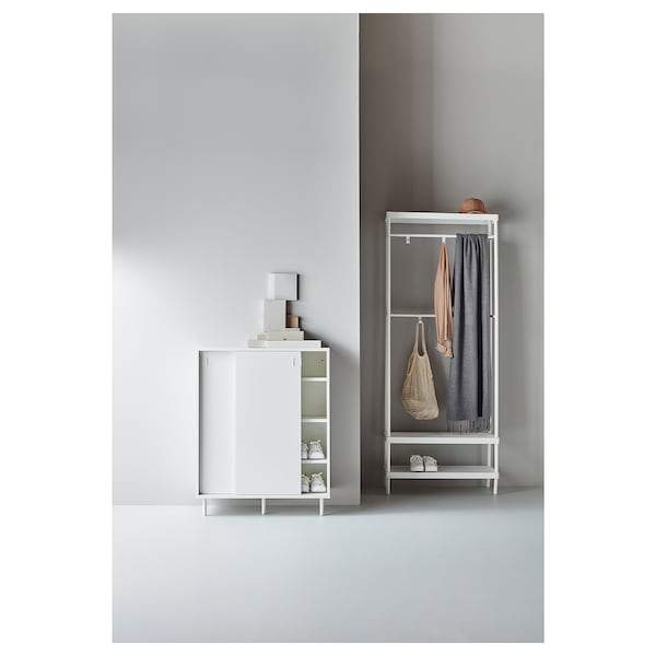 MACKAPAR Coat rack with shoe storage unit, white 78x32x200 cm