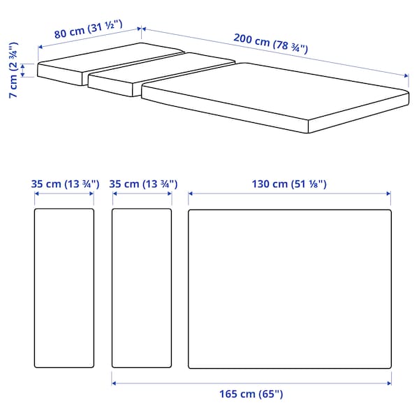 PLUTTEN Foam mattress for extendable bed 80x200 cm