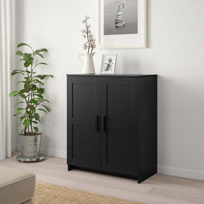 BRIMNES Cabinet with doors, black, 78x95 cm