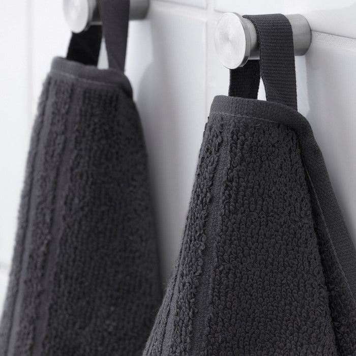 VAGSJON Washcloth, dark grey, 30x30 cm