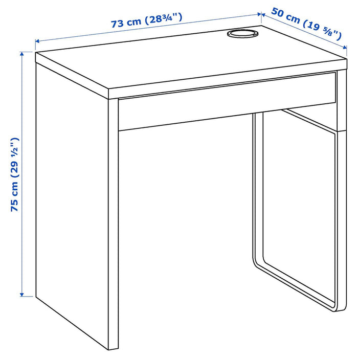 MICKE Desk, black-brown 73x50 cm