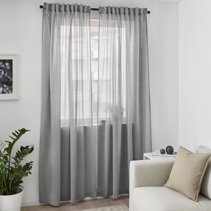 HILJA Curtains, 1 pair, grey, 145x250 cm