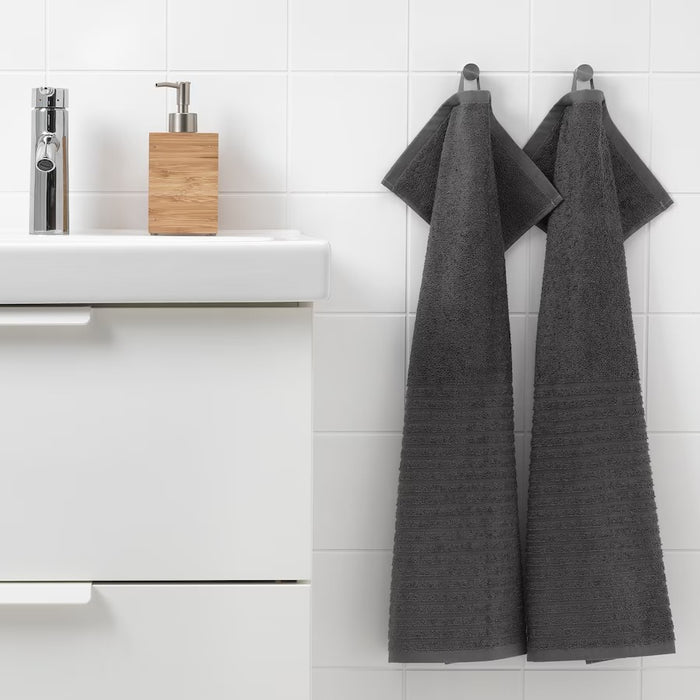 VAGSJON hand towel, dark grey, 40x70 cm