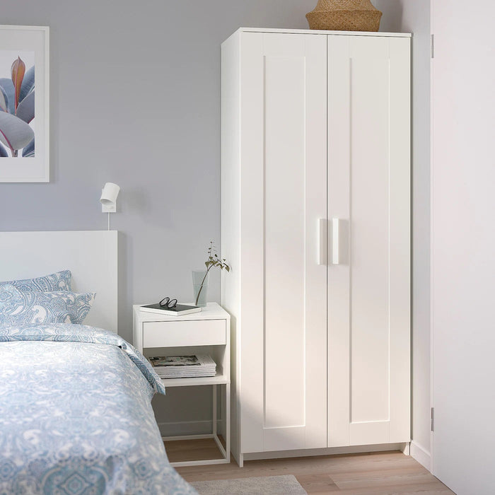 BRIMNES Wardrobe with 2 doors, white 78x190 cm