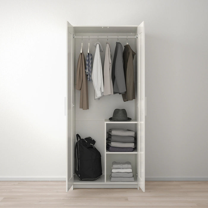 BRIMNES Wardrobe with 2 doors, white 78x190 cm